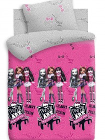 Детский 1,5 спальный комплект постельного белья "Куклы" Monster High (Монстер Хай) Поплин
